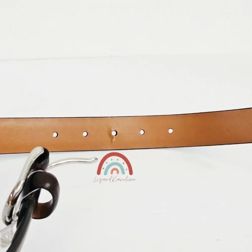 New! J. Crew Leather Round Buckle Dress Belt in Maple